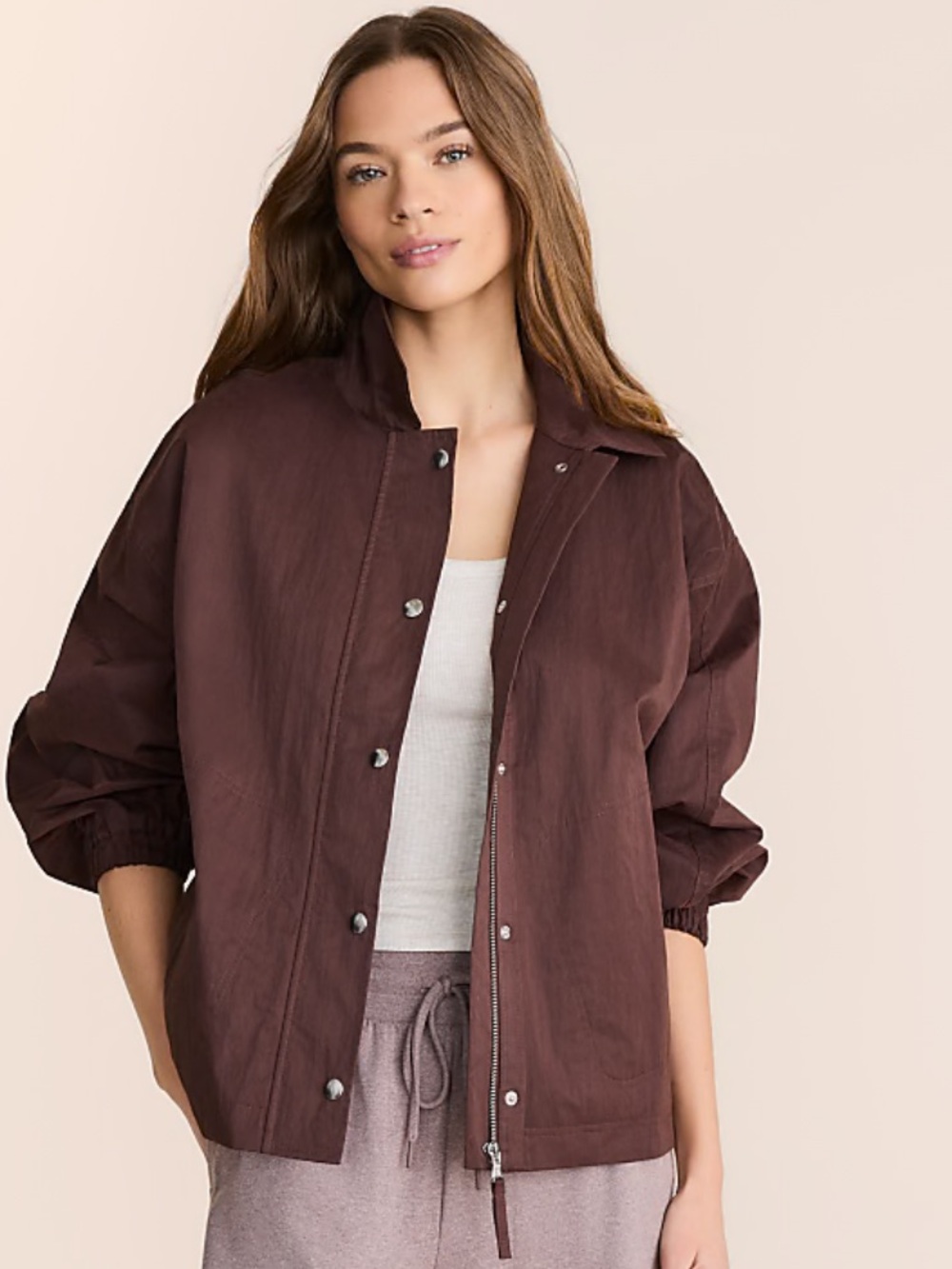 Lou & Grey Peached Dolman Anorak Brown XS NWT LOFT